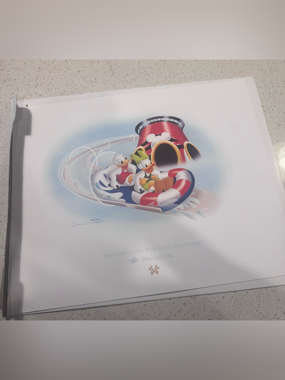 Disney Cruise Line 2012 Drenched in Fun Daisy Donald Duck Lithograph Signed